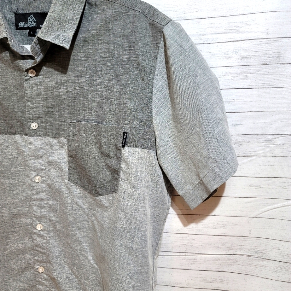 Molokai Surf Co. Gray Color Block Short Sleeve Bu… - image 3